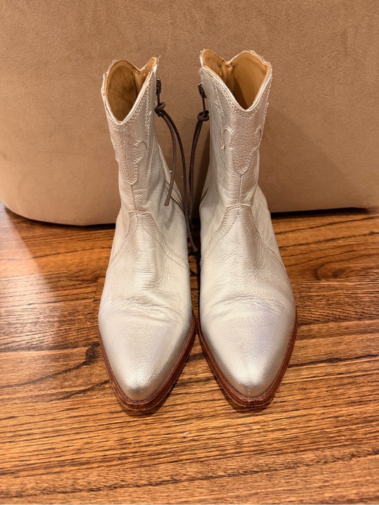 Free People Shoes - Free People New Frontier Silver Leather Western Ankle Booties